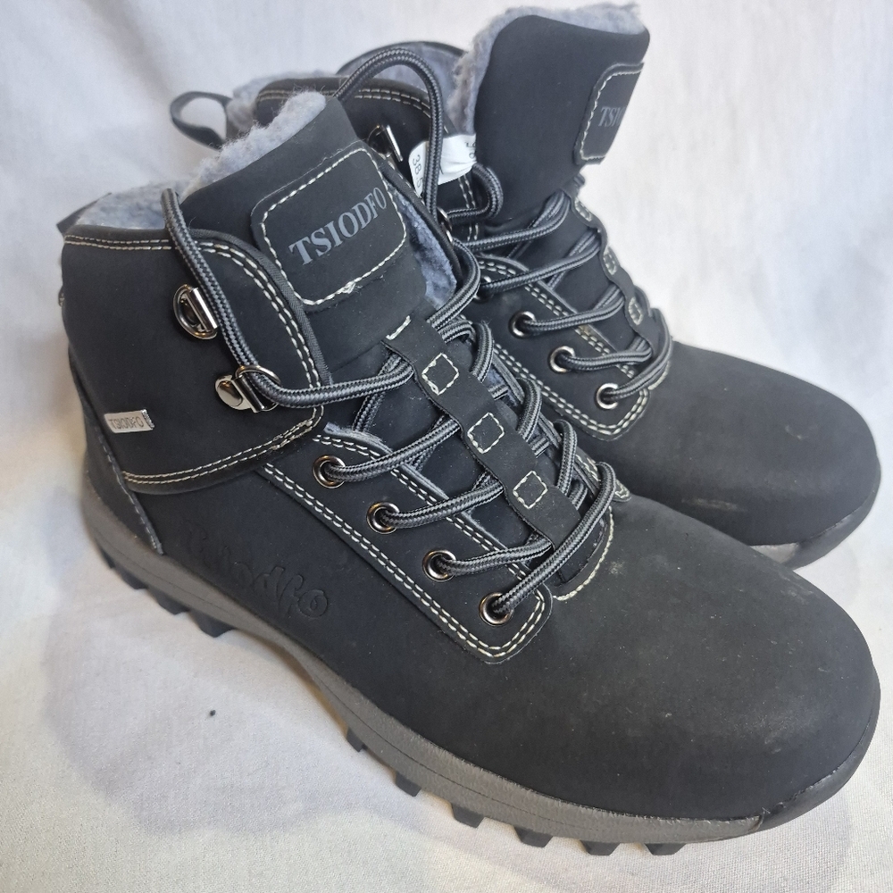 TSIODFO Fashion Women's Boots Winter Waterproof Outdoor Hiking Shoes Black